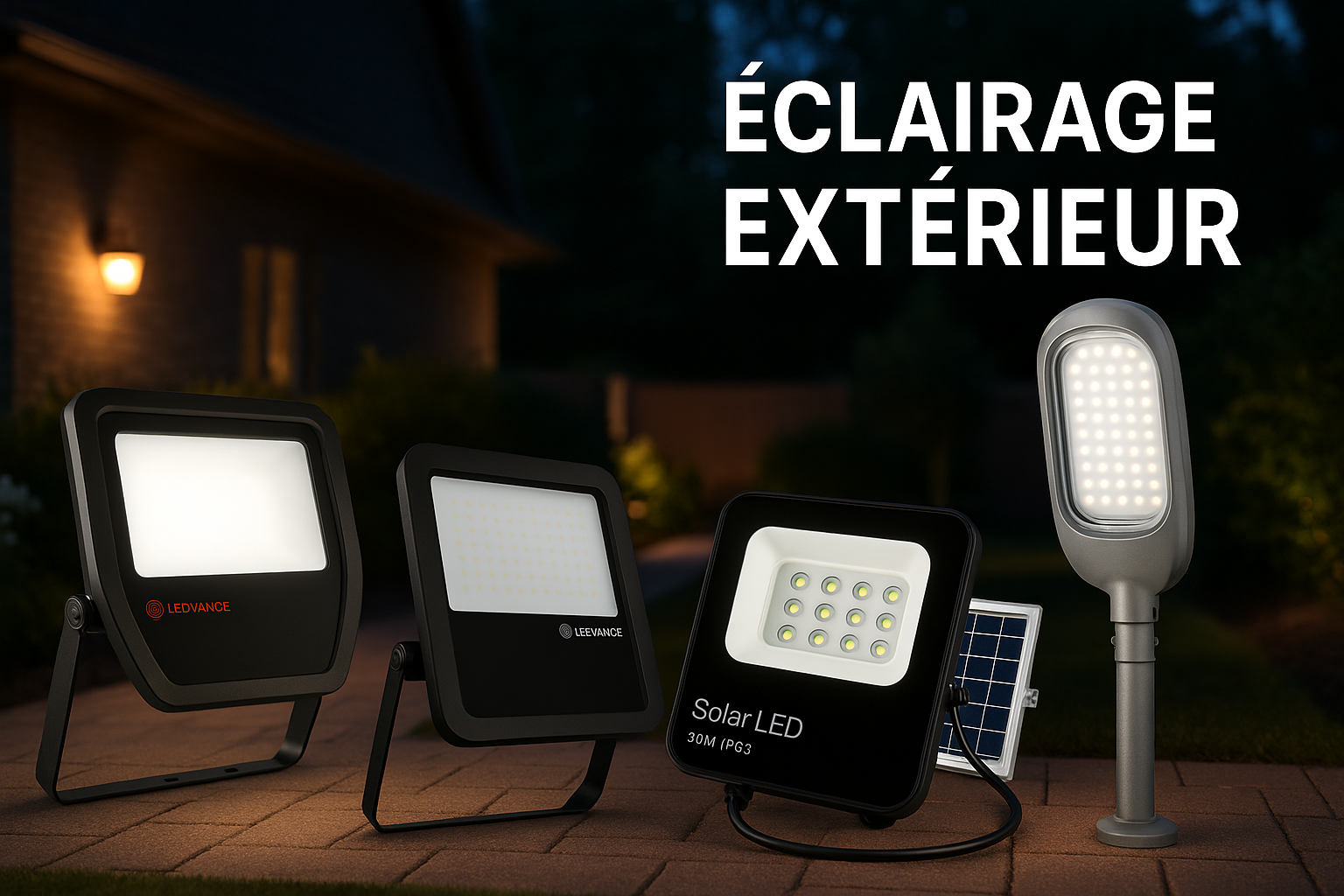 éclairage éxterieure - projecteurs led - luminaires led - spots led - éclairage solaire - lampadaire solaire - 
